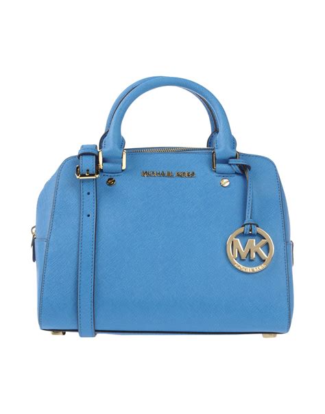 michael kors kleine handtasche blau weiß|michael kors satchel handbag.